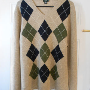 J. Crew XL Lambswool Argyle V-Neck Sweater